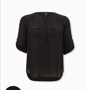 HARPER - BLACK GEORGETTE PULLOVER BLOUSE